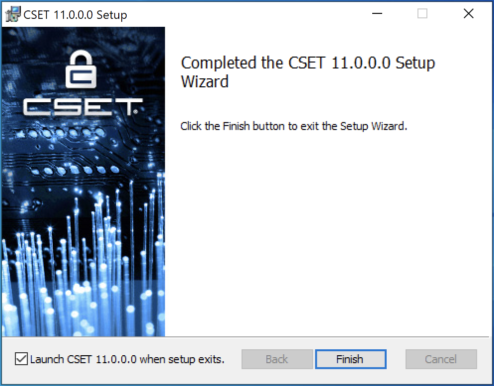 Completed CSET Setup Wizard