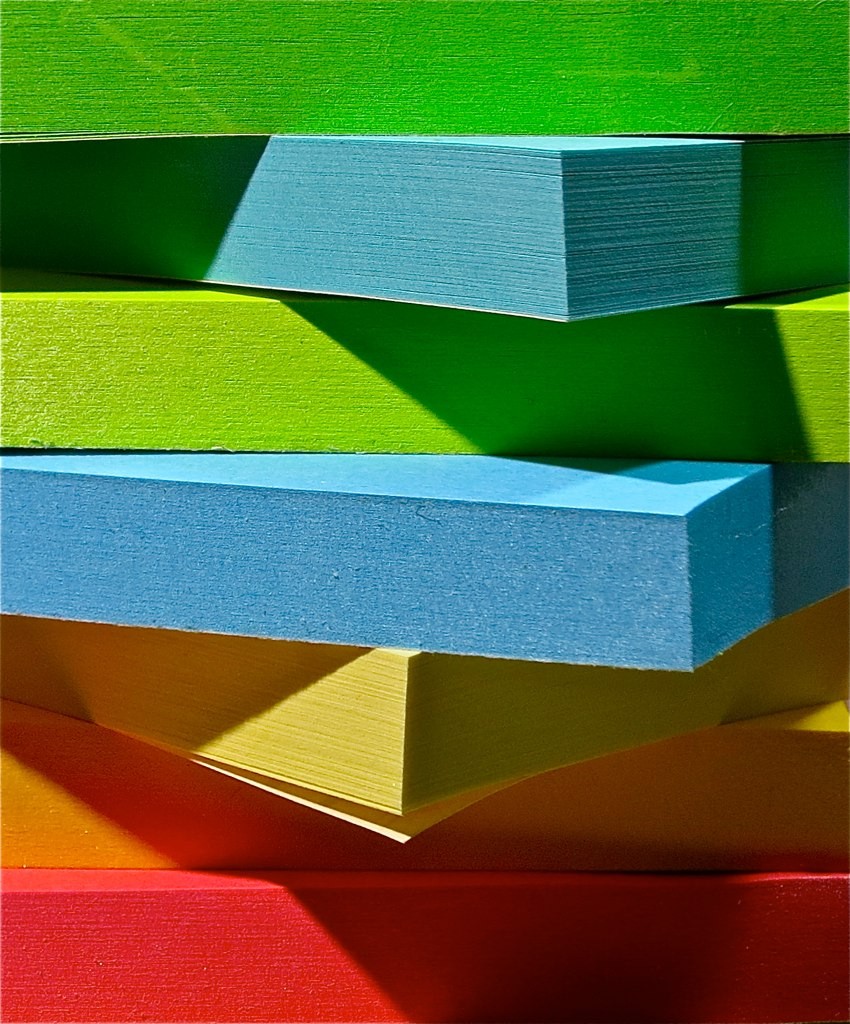 An array of post-it notes in different colors