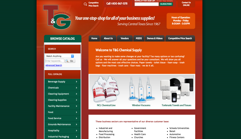 T&G website screen shot