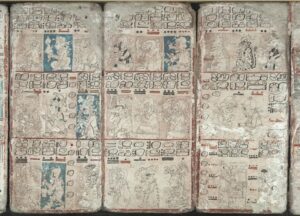 Portion of page 6 of the Dresden Codex: 1,200 CE, Maya culture, Mexico and Central America.