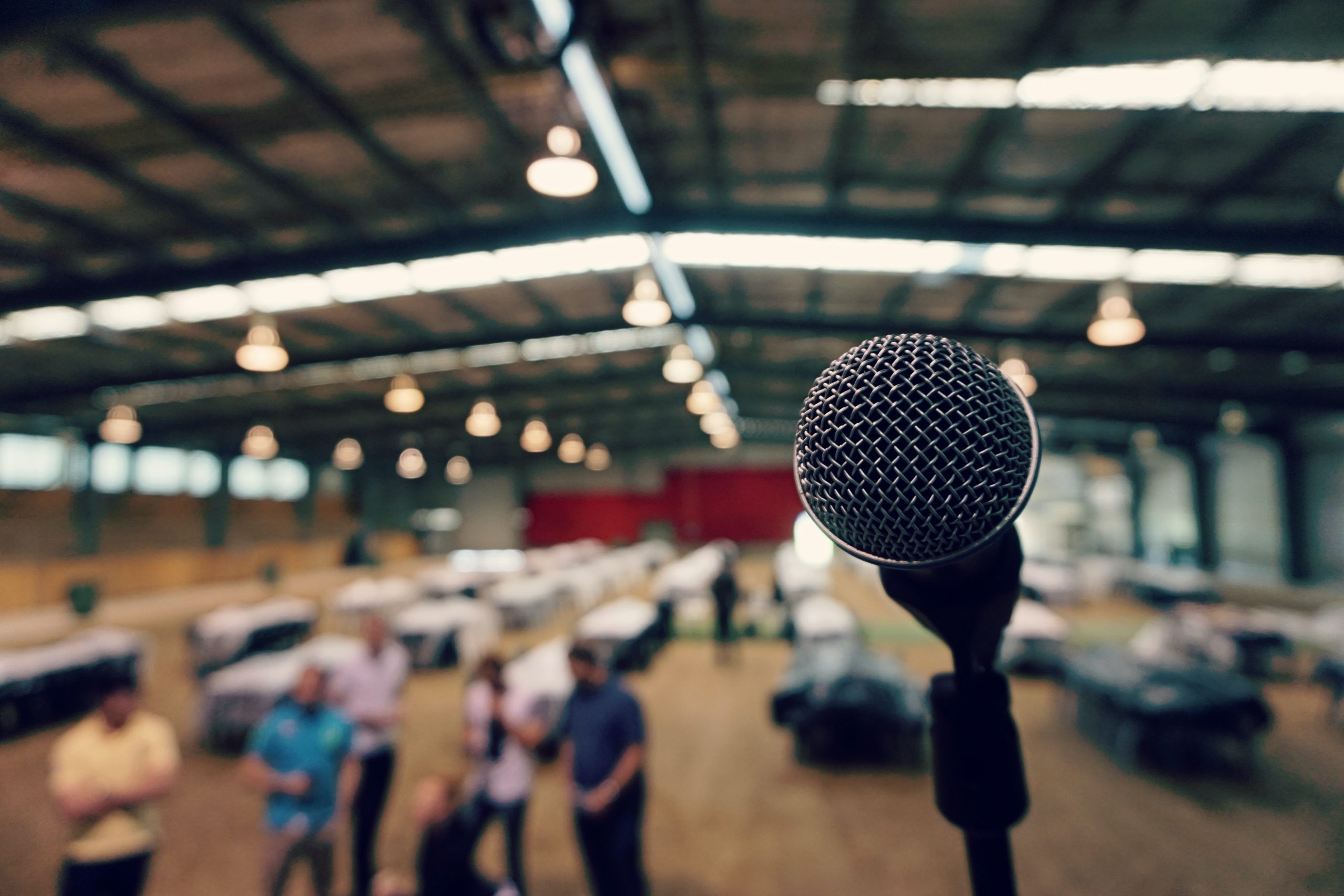 Microphone and empty speaking venue